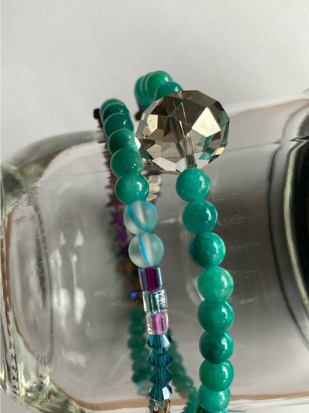 Turquoise Beaded Stretch Bracelet Set - handmade